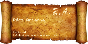 Rácz Arianna névjegykártya